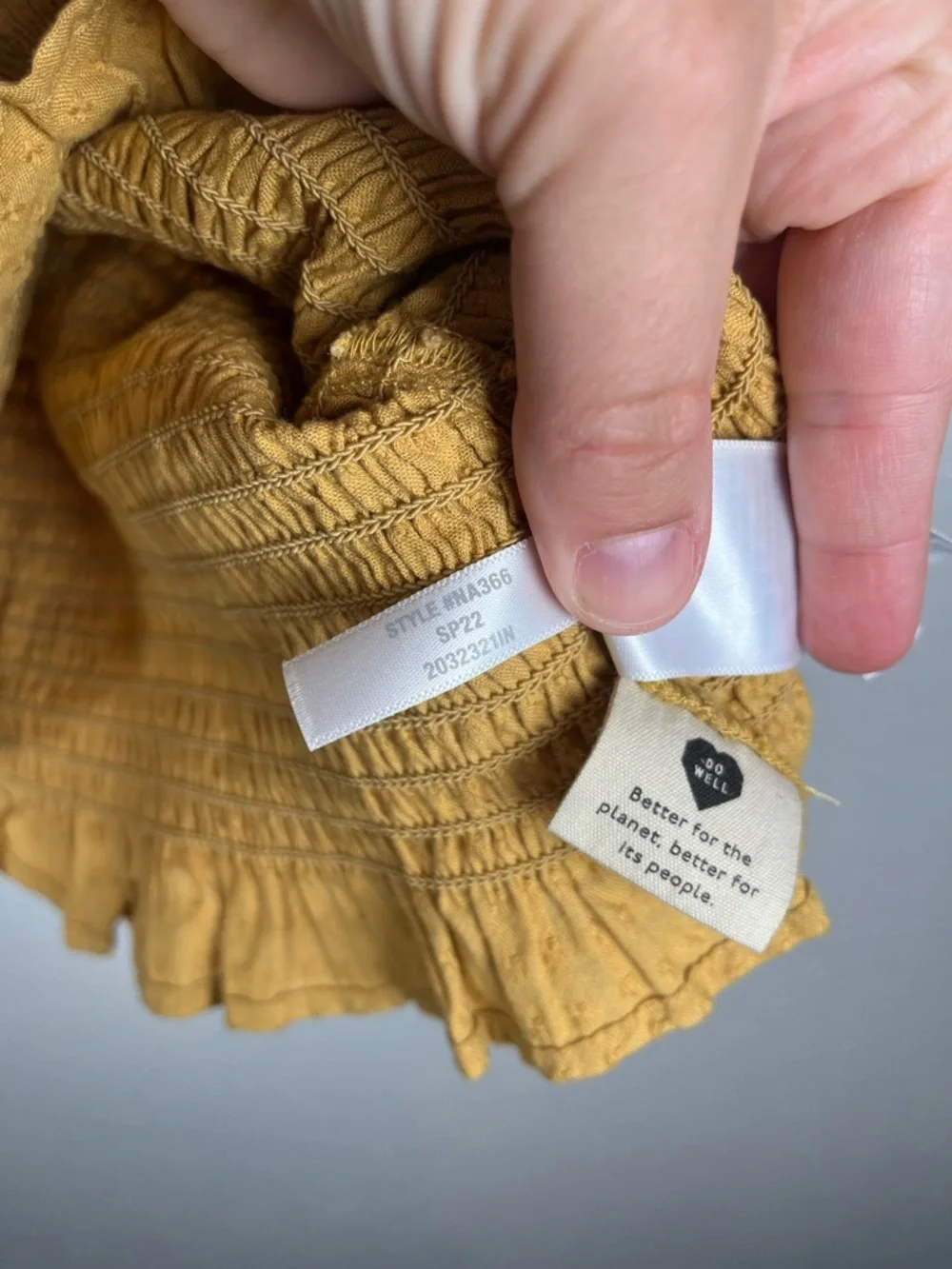 Madewell‎ Lucie Puff-Sleeve Smocked Bodice Top Earthen Gold Women's XS